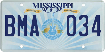 MS license plate BMA034