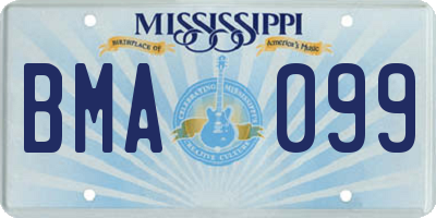 MS license plate BMA099