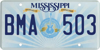 MS license plate BMA503