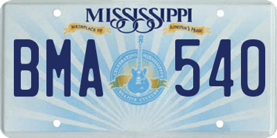 MS license plate BMA540