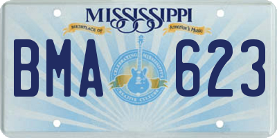 MS license plate BMA623