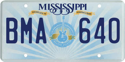 MS license plate BMA640