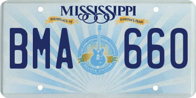 MS license plate BMA660