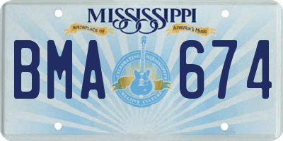 MS license plate BMA674