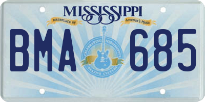 MS license plate BMA685