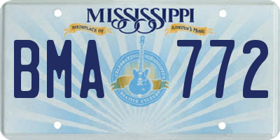 MS license plate BMA772