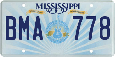 MS license plate BMA778