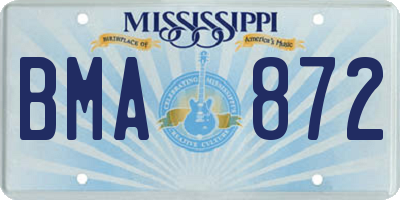 MS license plate BMA872