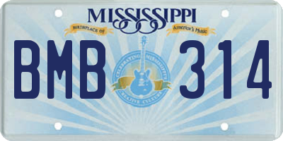 MS license plate BMB314