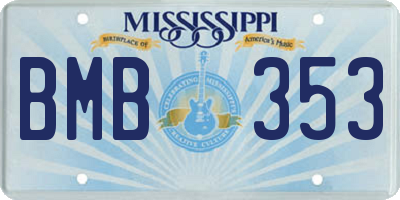 MS license plate BMB353