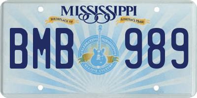 MS license plate BMB989