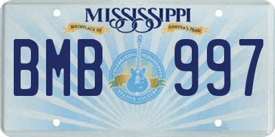 MS license plate BMB997