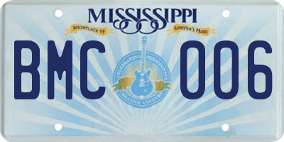 MS license plate BMC006