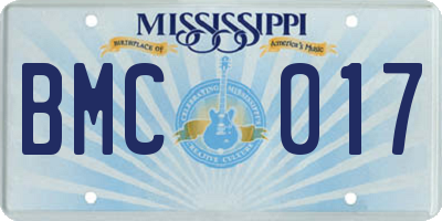 MS license plate BMC017