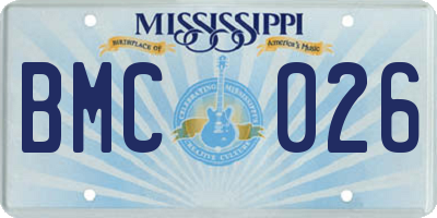 MS license plate BMC026
