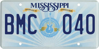 MS license plate BMC040