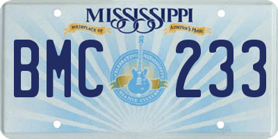 MS license plate BMC233