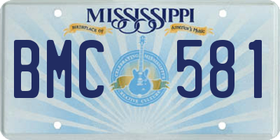 MS license plate BMC581
