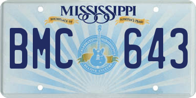 MS license plate BMC643