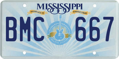 MS license plate BMC667