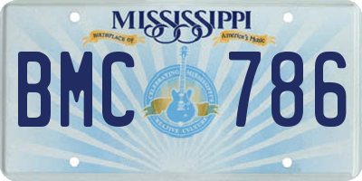 MS license plate BMC786