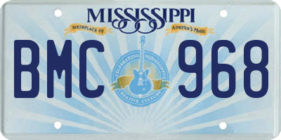 MS license plate BMC968
