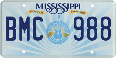 MS license plate BMC988