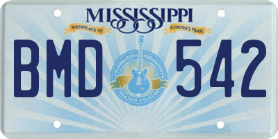 MS license plate BMD542