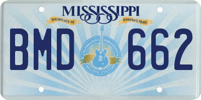 MS license plate BMD662