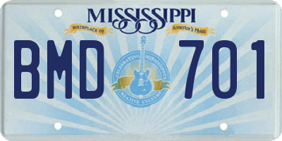 MS license plate BMD701