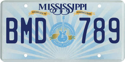 MS license plate BMD789
