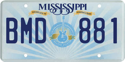 MS license plate BMD881