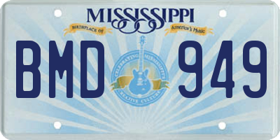 MS license plate BMD949