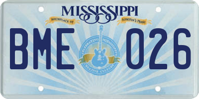 MS license plate BME026