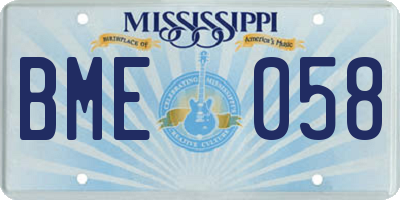 MS license plate BME058