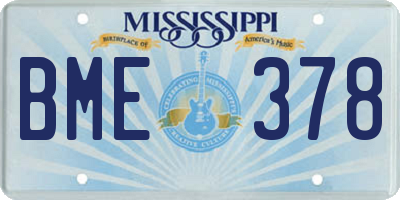 MS license plate BME378