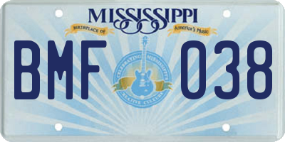 MS license plate BMF038