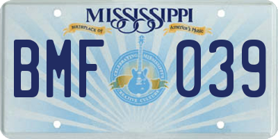 MS license plate BMF039