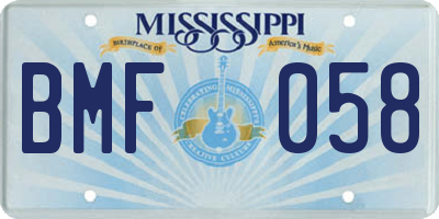 MS license plate BMF058