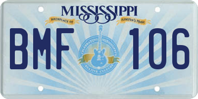 MS license plate BMF106