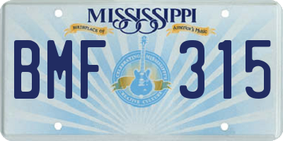 MS license plate BMF315