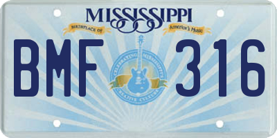MS license plate BMF316