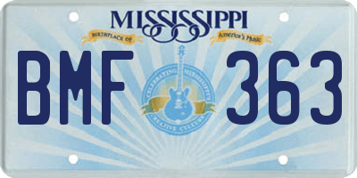 MS license plate BMF363
