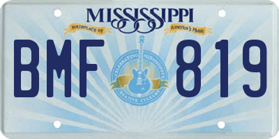 MS license plate BMF819
