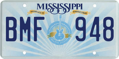 MS license plate BMF948