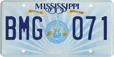 MS license plate BMG071