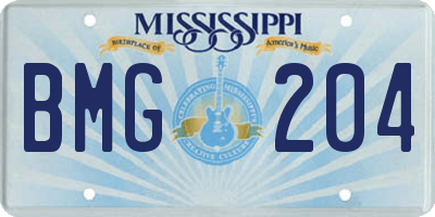 MS license plate BMG204