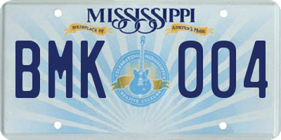 MS license plate BMK004