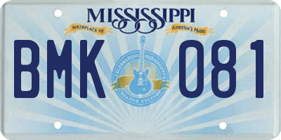 MS license plate BMK081