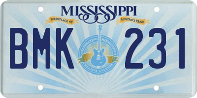 MS license plate BMK231